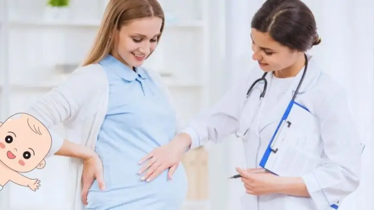 Pregnant woman doing light yoga in first trimester, safe exercises to maintain health and learn how to care pregnancy from day one.