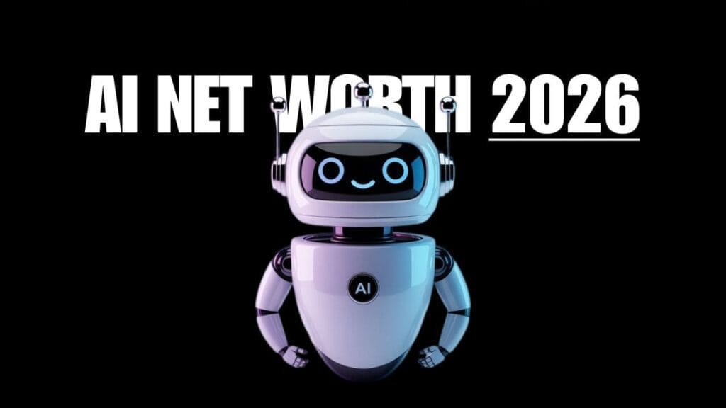 A high-tech digital visualization representing The AI Net Worth 2026 and the global trillion-dollar economy.
